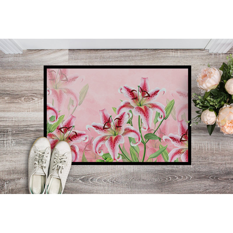 Tapis de porte d’extérieur antidérapant lillies Madalyn, H 0,25 po x l 27 po x P 18 po