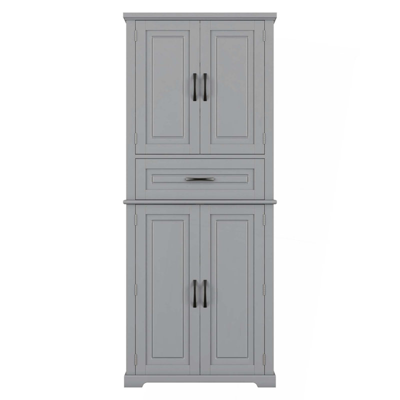 Bathroom Storage Cabinet with Multi-Functional Storage Space, Drawer with Slide Rails, Adjustable Shelf, Gray