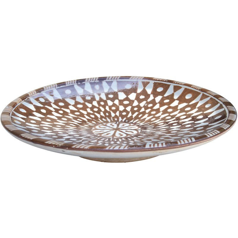Assiette décorative marocaine en céramique fabriquée à la main fin du 19e siècle