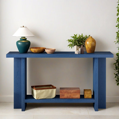 Console de 60,02 po, table de vestibule minimaliste avec pieds en forme de T, table de canapé avec tablette inférieure pour le salon, couloir