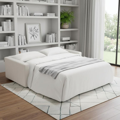 Canapé-lit en cuir blanc de 81 pouces