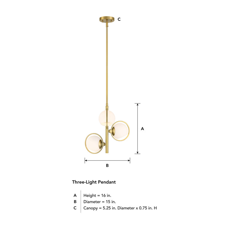 Kirsha 3 - Light Brushed Gold Geometric Pendant