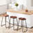 llle Solid Wood Backless Saddle Seat with Footrest Stool Set-1183390028-1183390024-1183390070