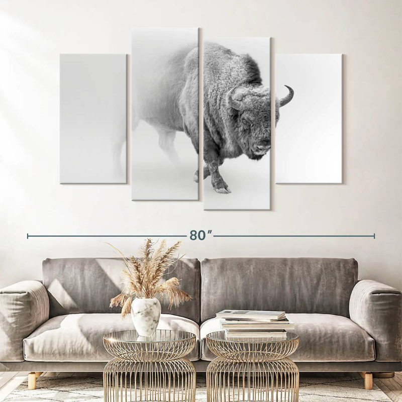 " Wild Bison " 4 - Pieces, 42" H x 68" W x 1.25" D