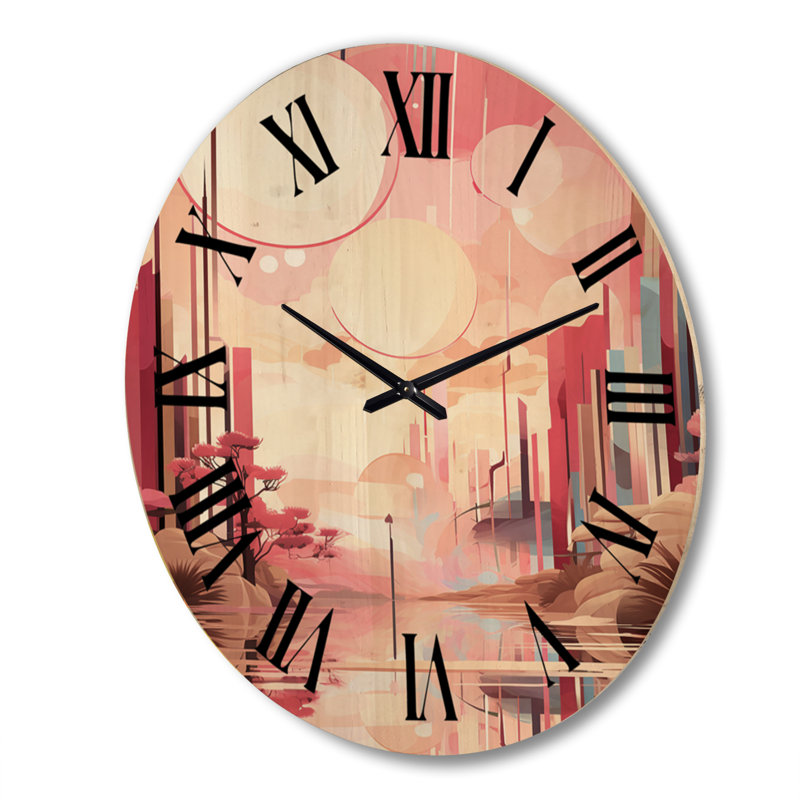 Horloge murale en bois massif Phillipsburg, Très grand