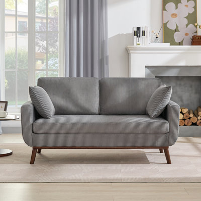 Causeuse 65 po en velours côtelé 65 po avec 2 coussins assortis