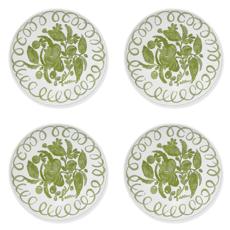 Amalfi Pasta Bowl - Pink - 9.1", White, Green