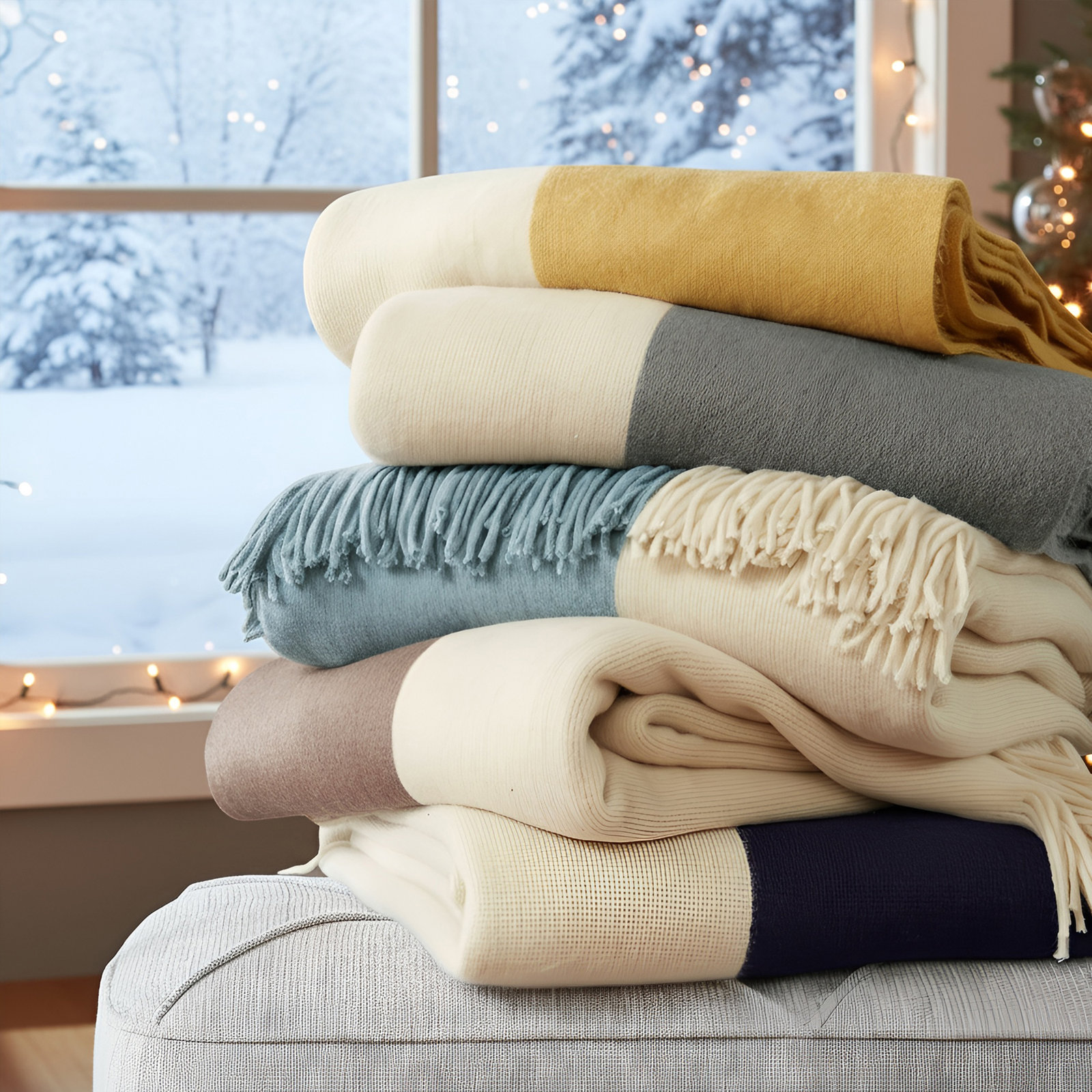 Linea Knit Throw Blanket, Gray