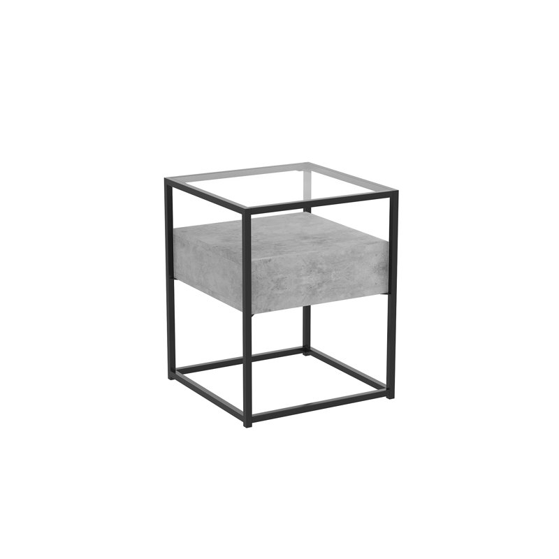 Evelino Glass Top End Table with Storage