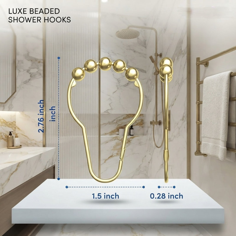 Crochets de rideau de douche Roller, Laiton