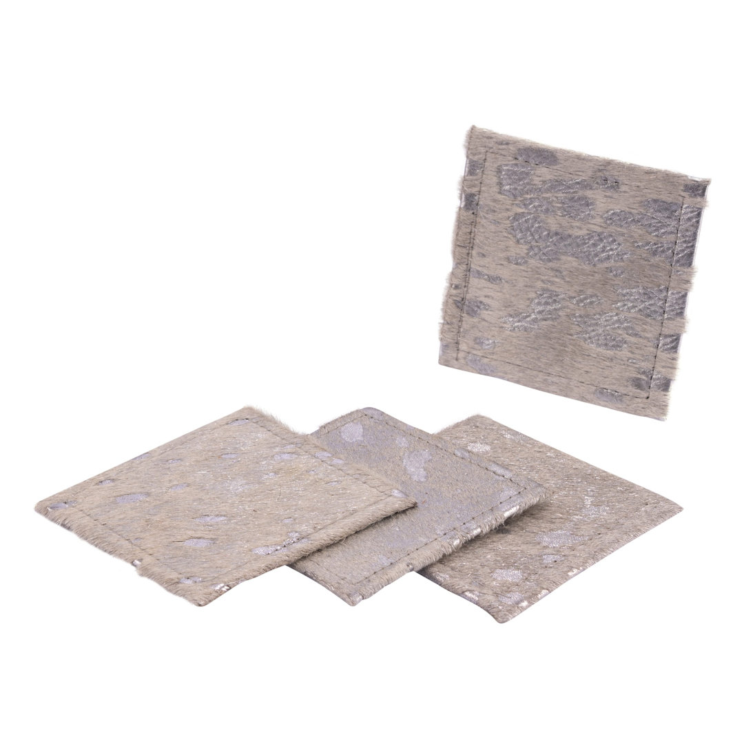 Leather Square 4 Piece Coaster Set (Set of 4) Foundry Select