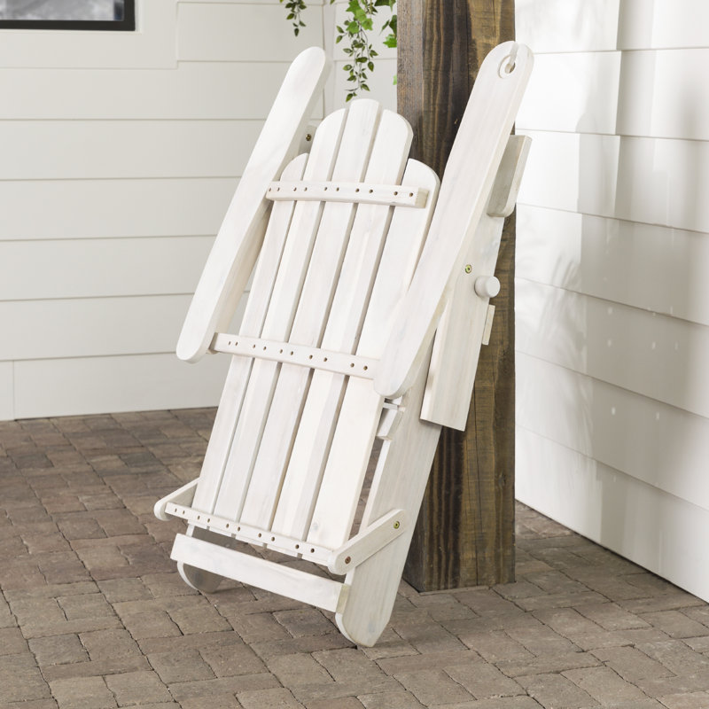 Blackwell Acacia Foldable Outdoor Adirondack Chair, White Wash