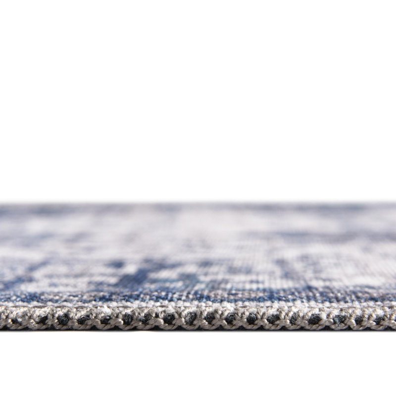 Matsumura Oriental Gray/Blue Area Rug, Runner 2' x 8'