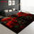 Red Rose Floral Area Rug, Flat Design, Machine Washable Non Slip, Indoor Decor for Living Room Bedroom Entryway Front Door Kitchen Balcony Apartment Cozy Home-129037009