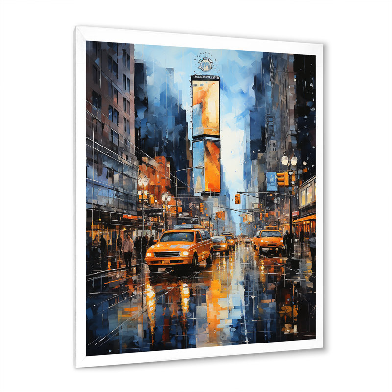 Reproduction d'art mural jaune et gris New York Times Square - paysages urbains, H 32 po x l 16 po x P 1 po