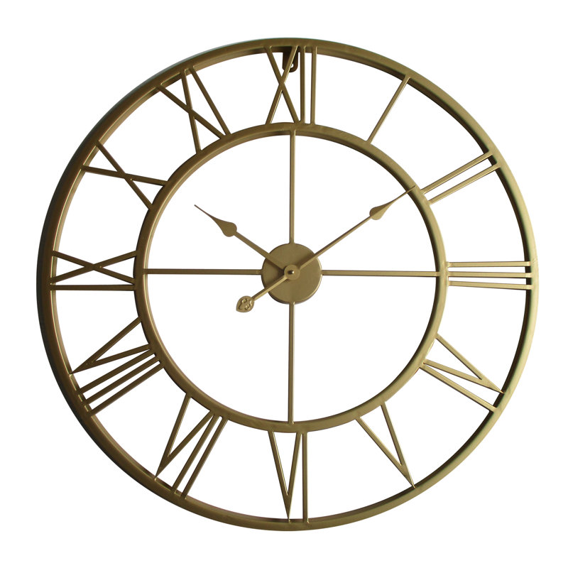 Hackney Roman Iron Wall Clock, 56cm H x 56cm W x 5cm D, Black/Bronze