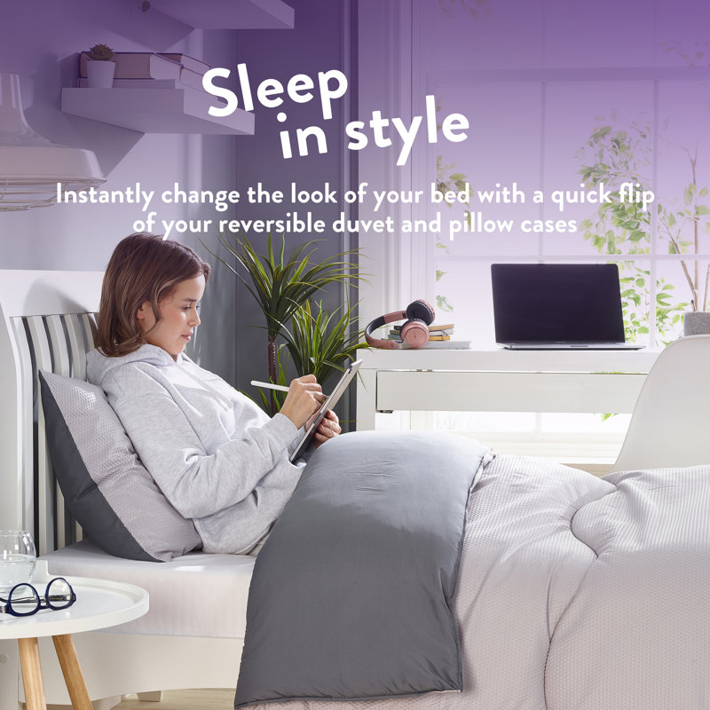 Back to Uni Embossed Waffle 10.5 Tog Duvet, 2 Medium Pillows, Single