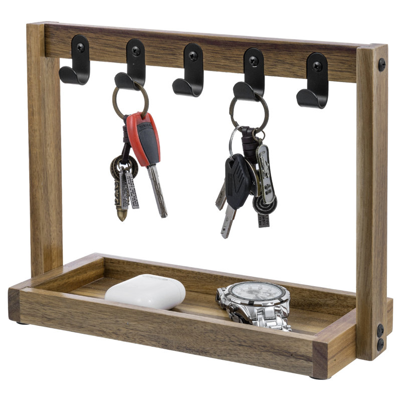 Organisateur de rangement pour bijoux de table en bois d'acacia