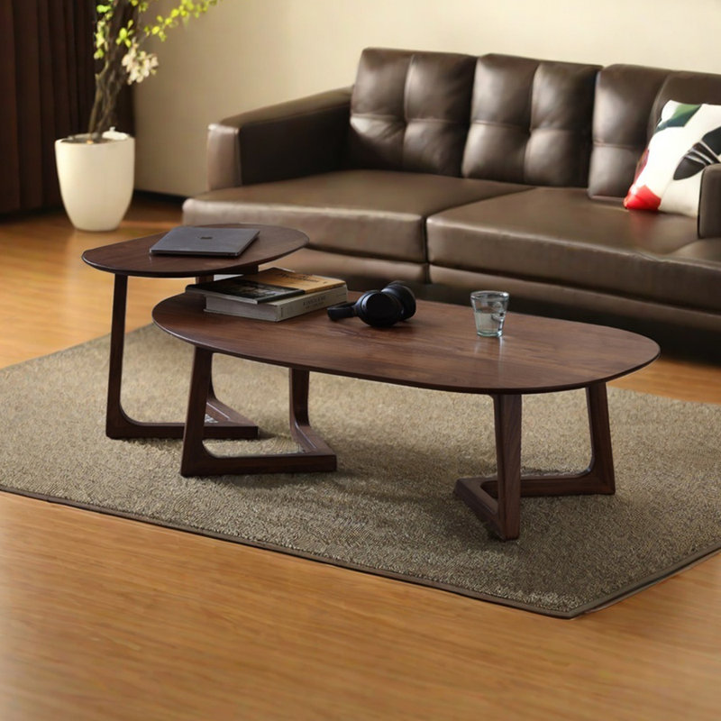 Table basse moderne en noyer noir minimaliste