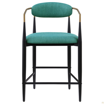 Chaise de comptoir revêtue de tissu vert Renfroe (ensemble de 2)