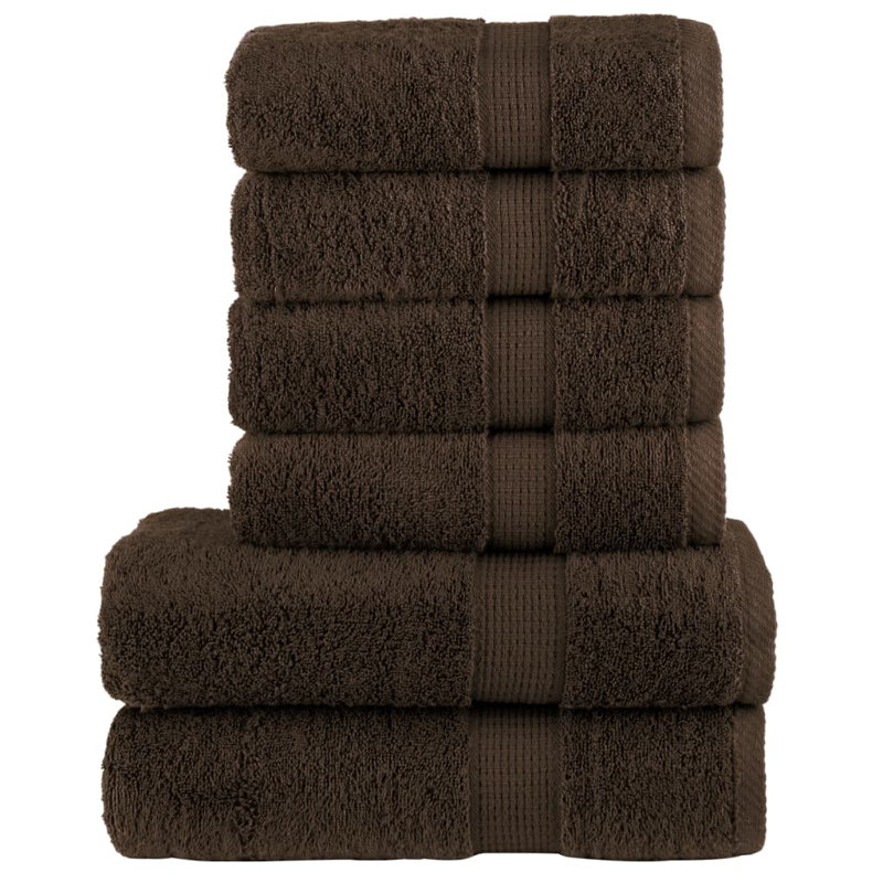 Premium Towel Set SOLUND 600 Gsm, Brown, 6 Piece Towel Set