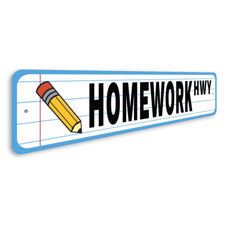 Plaque en aluminium «Homework», H 4 po x l 18 po x P 0,04 po