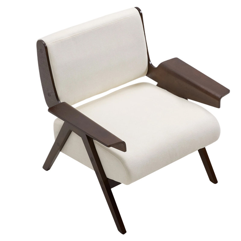 Upholstered Accent Chair, Beige Chenille