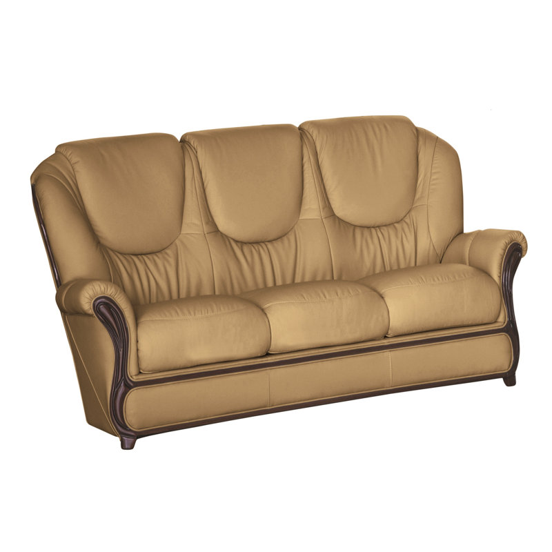 Kirkpatrick Faux Leather Sofa, Aged Nut