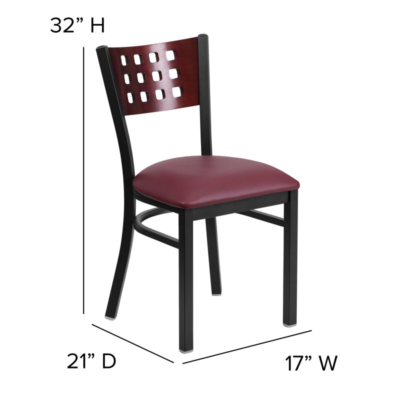 Elegant Mahogany and Burgundy Vinyl Metal Frame Side Chair