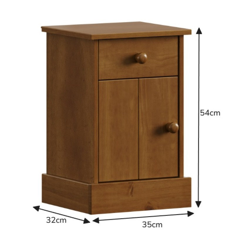 35cm W Solid Wood Bedside Table, Dark Brown