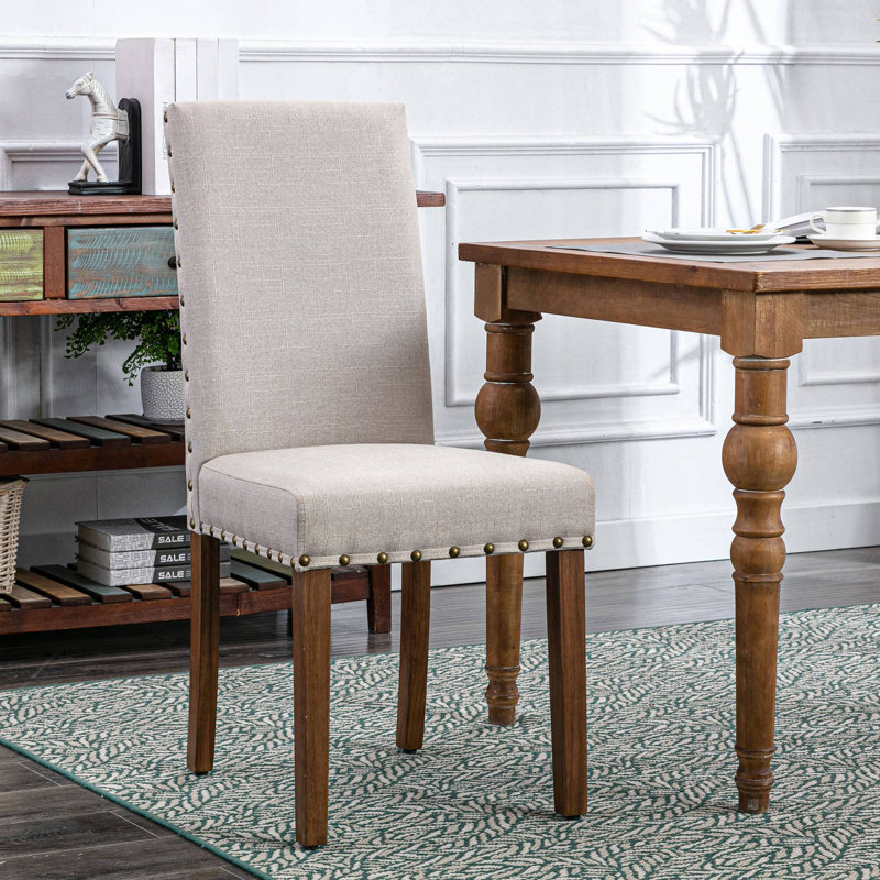 19'' H Upholstered Parsons Chair, Beige