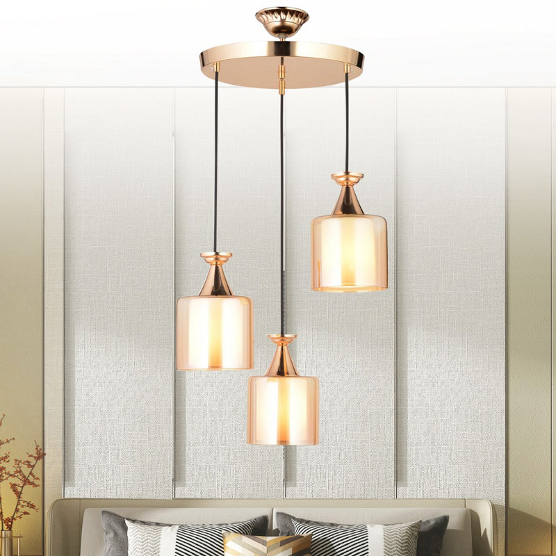 Luminaire suspendu cylindrique à 3 lumières