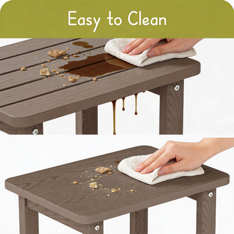 HIKHDPE All-weather Patio Adirondack Side Table Weatherproof & Durable Outdoor End Table, Brown