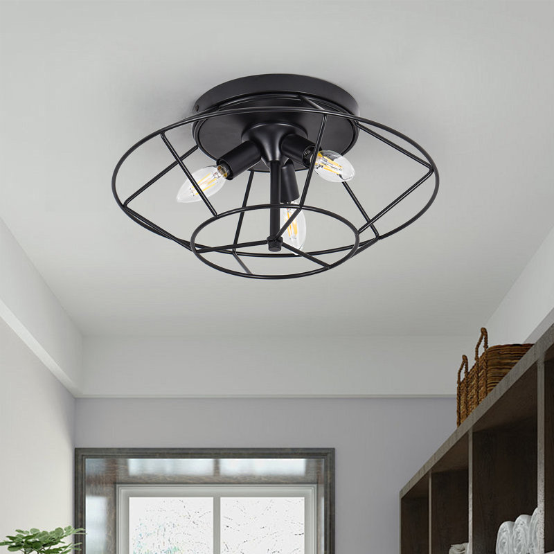 3-light Industrial Flush Mount
