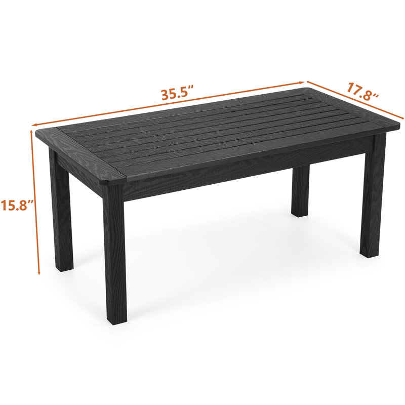 Acequia Rectangular Outdoor Coffee Table , 17.8'' in. W 35.5'' in. D, Black, Black