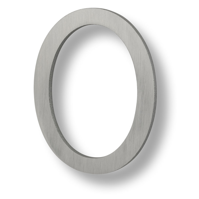 Numéro de maison flottante, 6 po, Aluminium brossé, 0