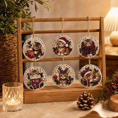 Set of 6 Christmas DIY Diamond Art Hanging Ornaments Xmas Tree Decor Pendants Christmas Decor Gifts
