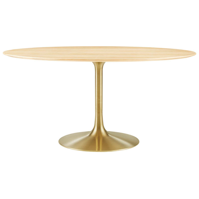 Lippa Dining Table by Modway, Natural, Gold, 60"L x 40"W
