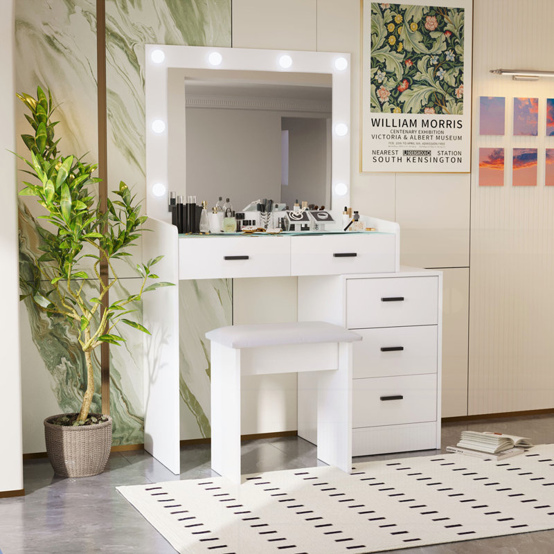 Coiffeuse réglable avec 5 tiroirs