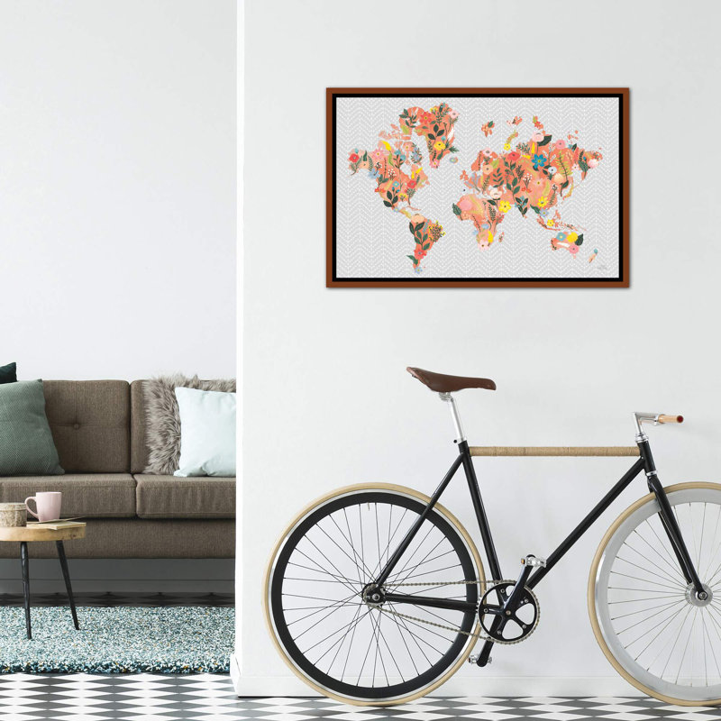 «Wild Garden World Gray» par Laura Marshall - impression d'art graphique, H 40 po x l 26 po x P 1,5 po, Pas de tapis