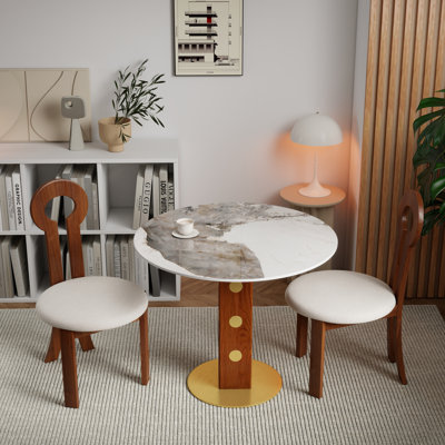 Round Double-person Sintered Top Dining Table