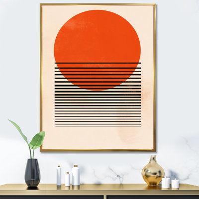 " Minimal Geometric Orange Bold Sunset II " Mixed Media and Color Photography Print