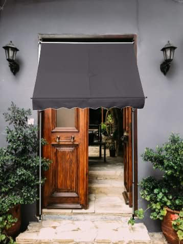 Dakota Fields 300cm W x 120cm D Polyester Cover Retractable Patio Awning, Grey