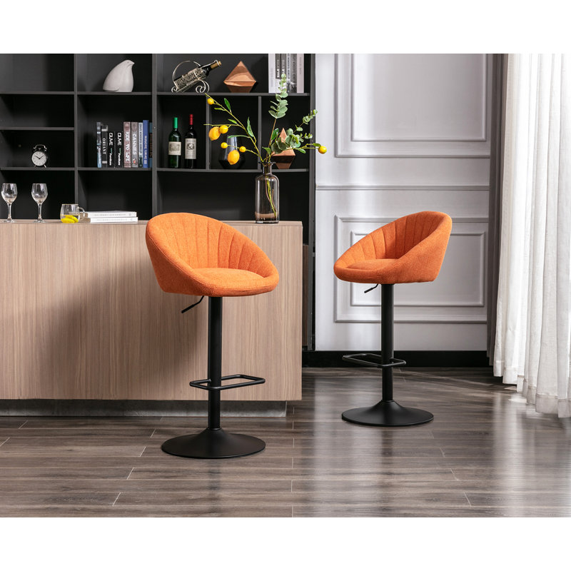 Thornbury Swivel Upholstered Adjustable Height Counter Stool with Metal Frame, Orange