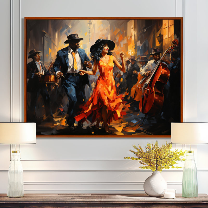 Art africain-américain, Spirit II - Art africain sur toile, art mural, H 24 po x l 32 po x P 1 po, Cadre flottant brun