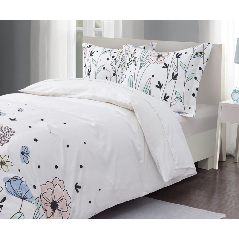 Ensemble de housse de couette en coton biologique, Couette simple + 1 taie décorative simple
