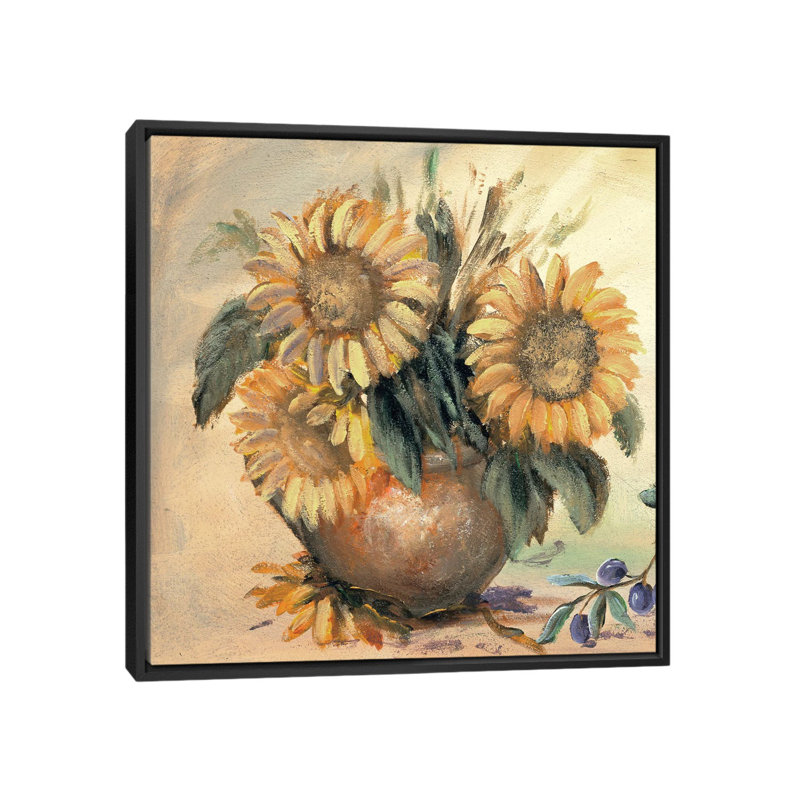 «Sunflower Bouquet Ll», reproduction sur toile, H 18 po x l 18 po x P 1,5 po, Toile avec cadre noir, Pas de tapis