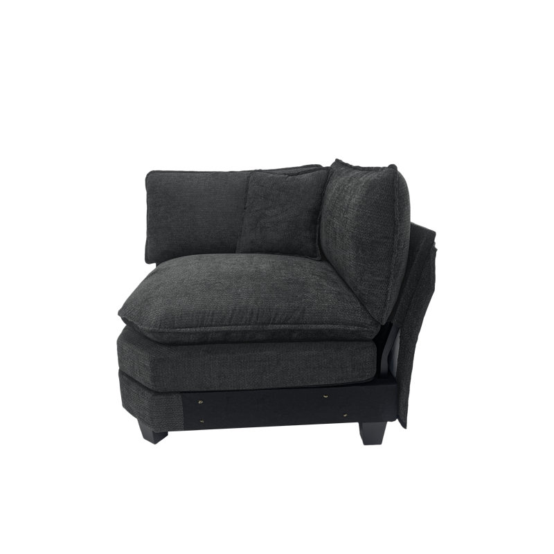 Fauteuil d'angle rembourré en forme de V avec coussins de 35 po, Black