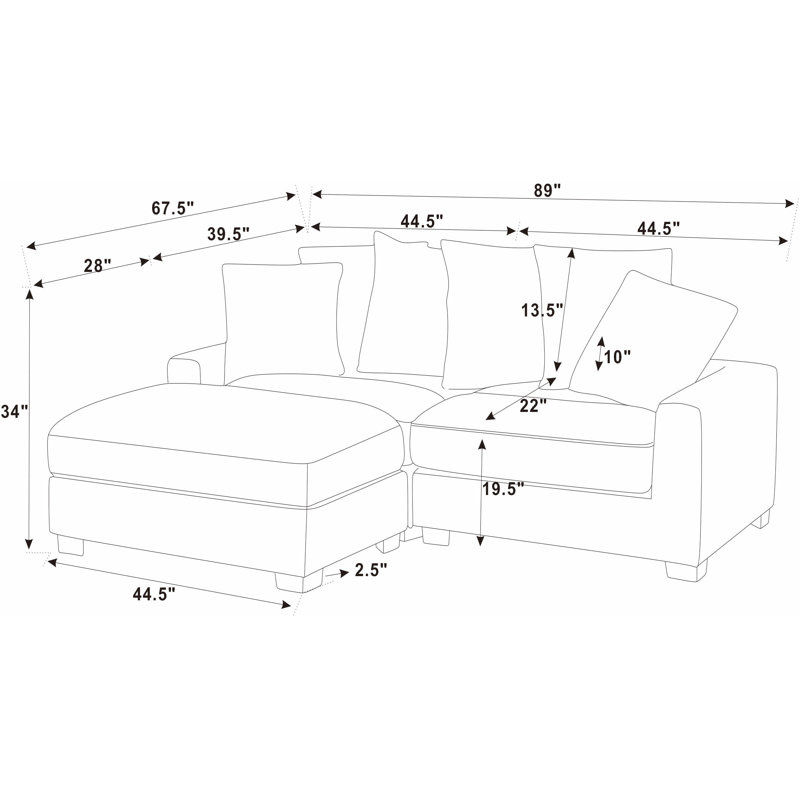 Arzelia 3 - Piece Corduroy Sectional
