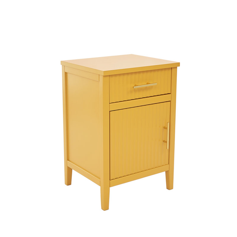 Amanraj 40cm W Solid + Manufactured Wood Bedside Table, Yellow